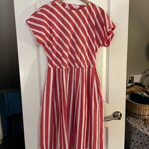 Vintage Red & White Striped Summer Dress